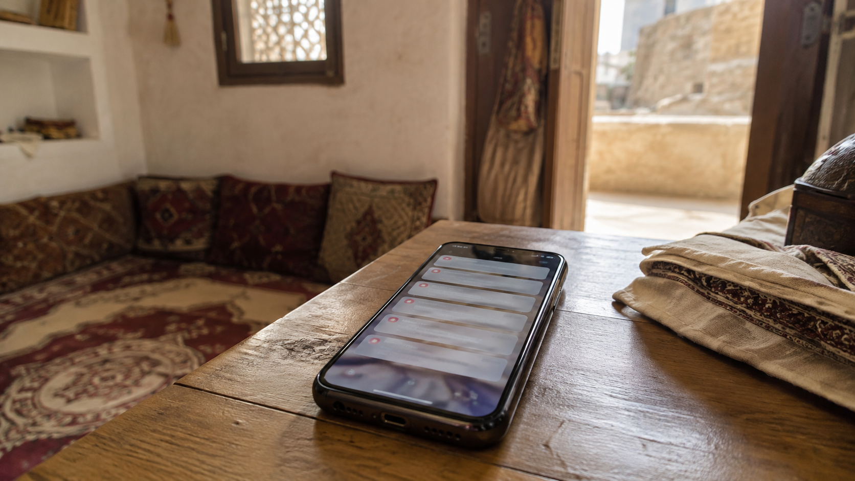 هاتف يعرض عدة إشعارات رقمية دون إظهار محتوى الرسائل.